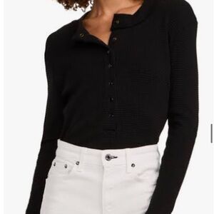 Askk NY snap thermal waffle Henley button up shirt